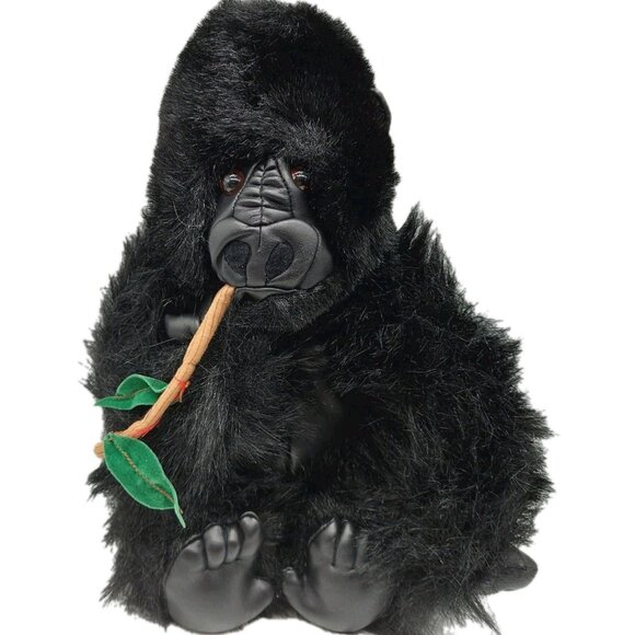 Animal Planet Gorilla Plush 11" Black Faux Leather Face 2000 Stuffed Animal - Picture 1 of 8